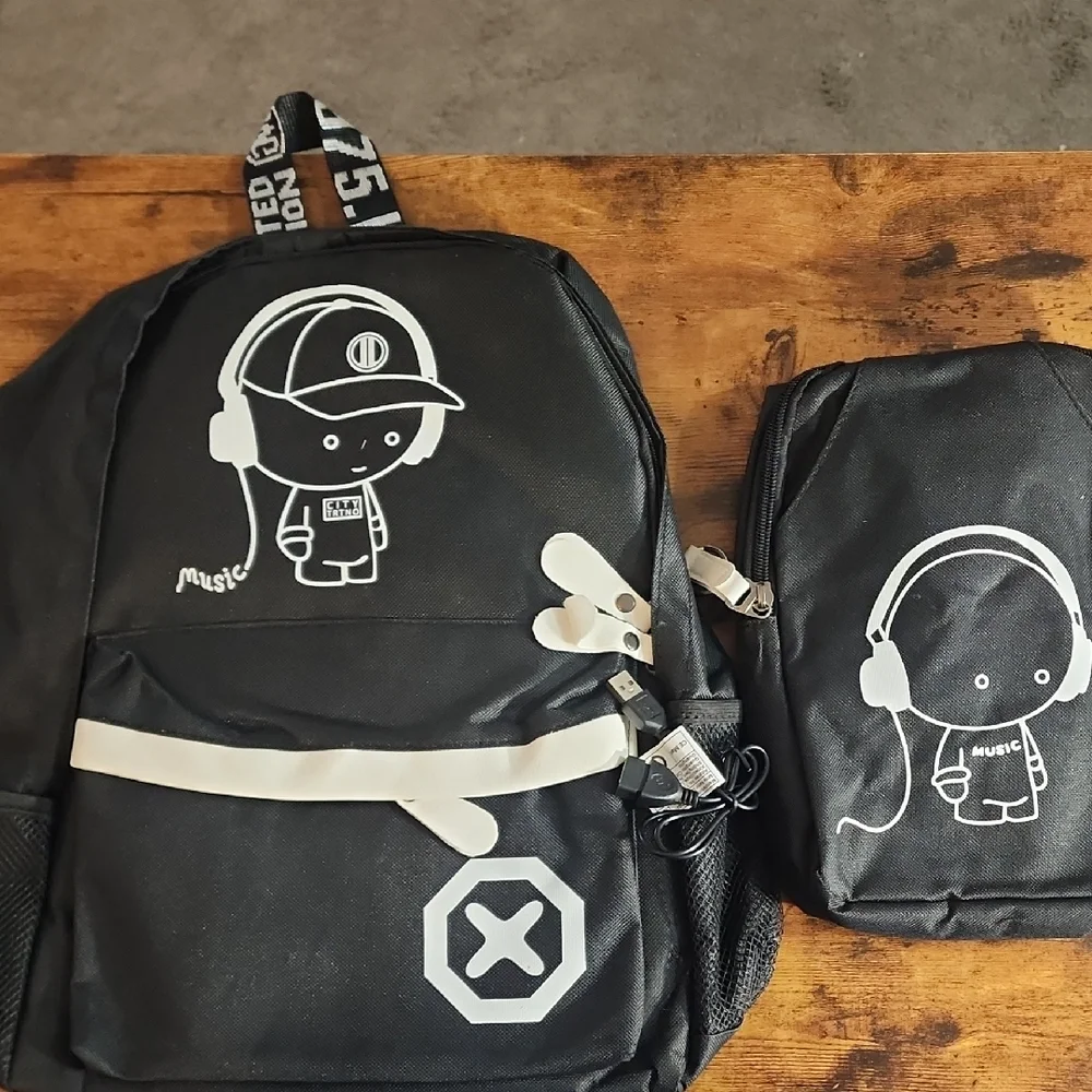 Men's 2pcs Minimalist Casual Business Backpack Set Shoulder Bag And Chest Bag.